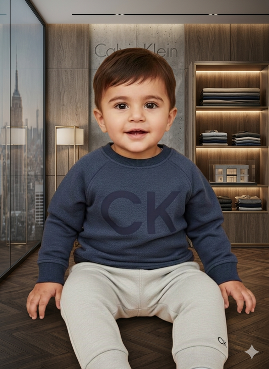Buy Baby Calvin Klein Navy & Grey CK Logo Sweatshirt & Jogger Set | Gelani Kids Wear