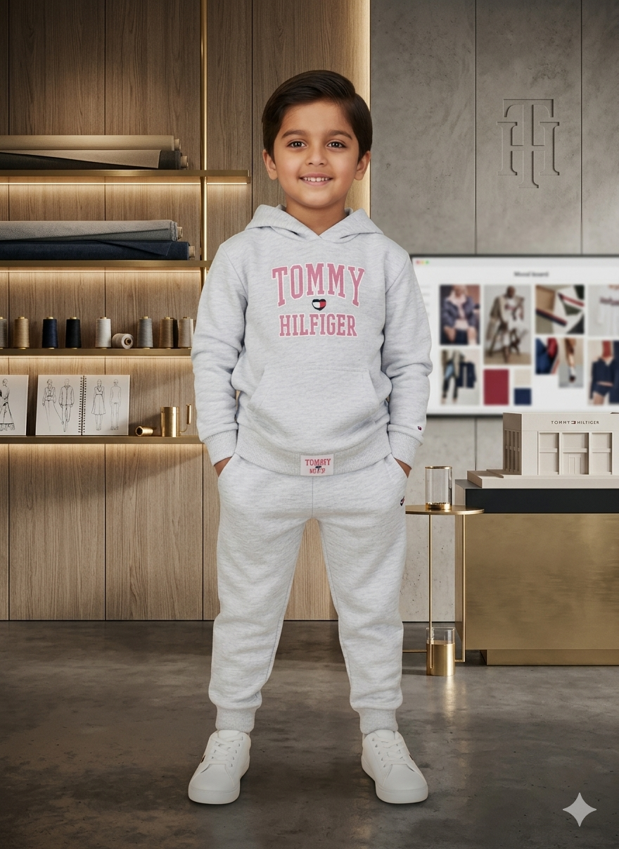 Tommy Hilfiger Boys Grey Tracksuit – Hooded Sweatshirt