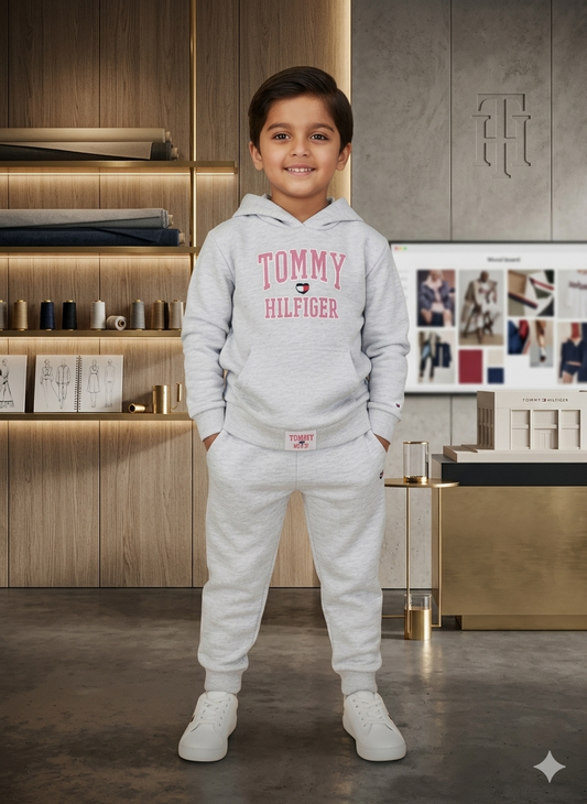 Tommy Hilfiger Boys Grey Tracksuit – Hooded Sweatshirt