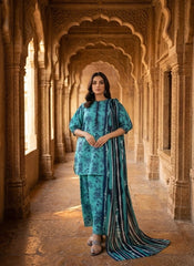 3 PC Unstitched Lawn Fabric Suit – Floral & Striped Designs for Women