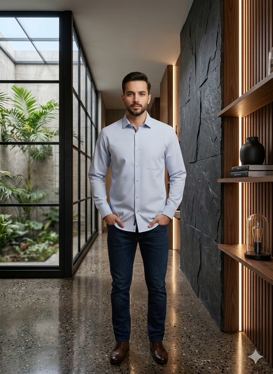 Outclass Men’s Striped Dress Shirt