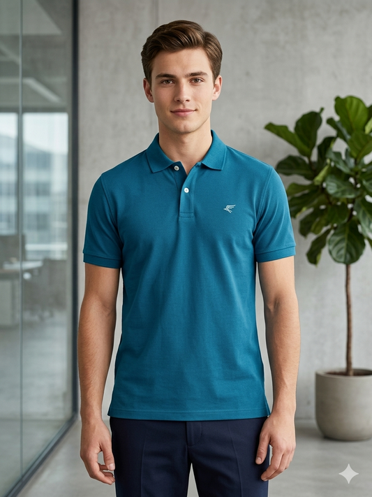 Men's Blue Jersey Polo Shirt | Gelani Summer Collection