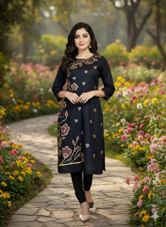 Hand-Painted Kurti for Women – 2-Piece Stitched Ethnic Wear