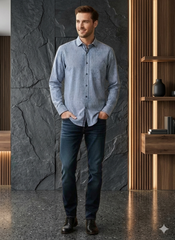 Men’s Blue and White Striped Dress Shirt – Tailorbird Classic Fit