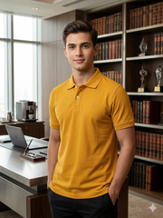 Men's Mustard Jersey Polo Shirt | Gelani Summer Collection