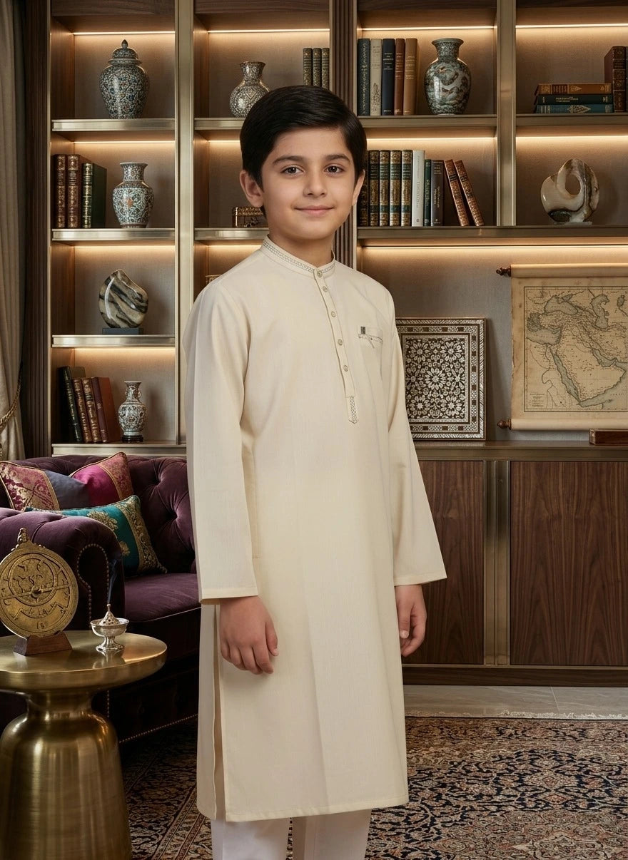 Kids Cream Kurta – Soft & Elegant Traditional Wear for Boys