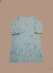 Hand-Painted Floral Kurta Dress for Women – Unique Stitched Design