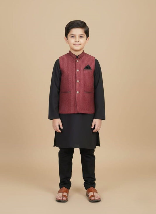 Kids Waistcoat Kurta Set – Stylish Traditional 3-Piece Outfit for Boys