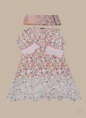 Pink Floral Embroidered Lawn Suit 3-Piece