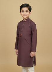 Premium Maroon Boys Kurta with Contrasting Collar Detailing – Stylish Traditional Wear for Kids