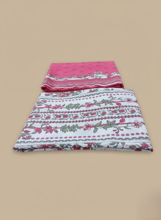Premium Pink Floral Lawn Suit 3-Piece Unstitched Fabric