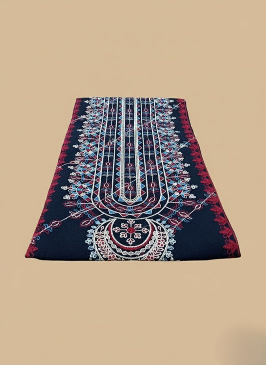 QALAMKAR Premium Embroidered Luxury Dhanak 3-Piece Suit