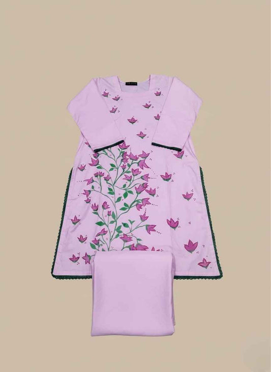 Buy 2 Pc Hand Painted Cotton Suit Pakistan | Baby Pink