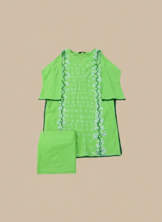 Hand Painted Stitched Cotton Suit