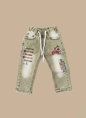 Buy Kids Boy Green Denim Jeans in Pakistan | Gelani Winter Wear