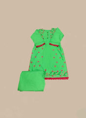 Hand Painted 2 Piece Cotton Suit – Light Green Women’s Wear