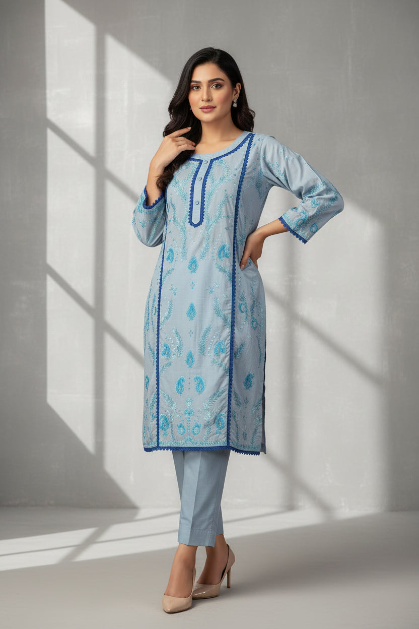 Stitched Hand Painted Cotton Suit