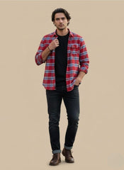 Men’s Red & Blue Plaid Flannel Shirt