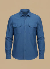 Men’s Stylish Blue Textured Button Up Shirt