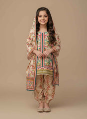 She Club 2Pc stitched suit for girl – Cream Printed Cotton