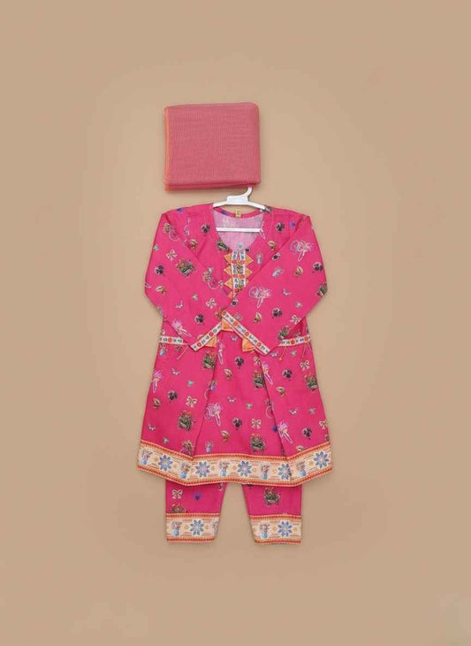 She Club 3pc stitched suit for girl – Pink Summer Cotton