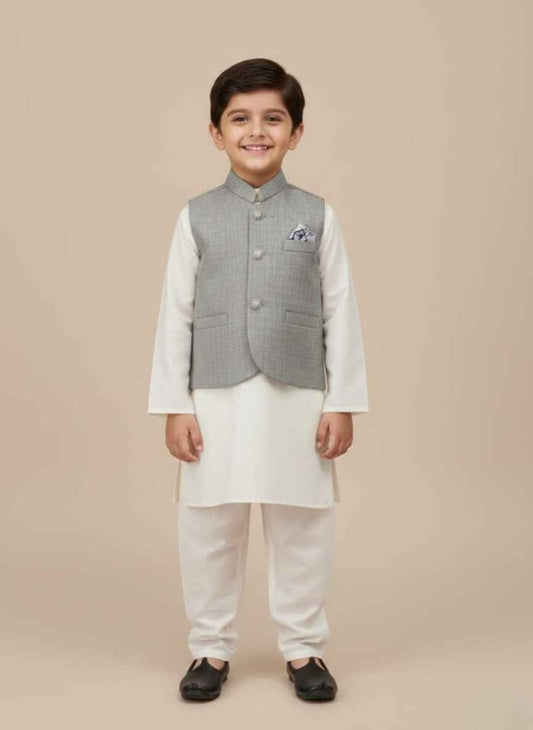Best Boys Waistcoat Price in Pakistan – Light Gray Gelani Collection