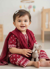 Maroon 3Pc stitched suit for girl | She Club Summer