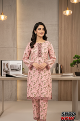 Stitched Baby Pink Lawn Suit | Gelani Summer Women 2pc