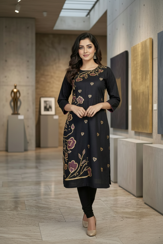 Hand-Painted Kurti for Women – 2-Piece Stitched Ethnic Wear