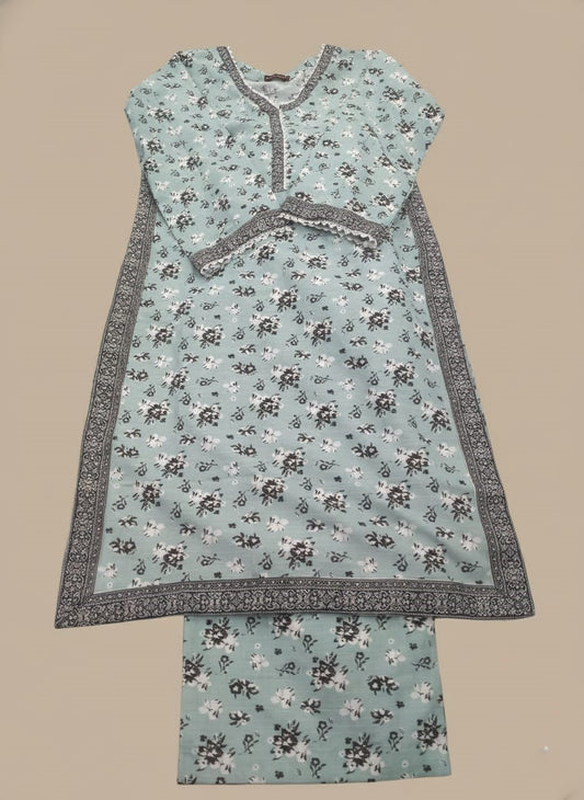 Fresh Women’s Floral Suit – Light Blue Printed Tunic & Trousers Set