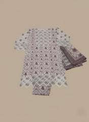 Elegant Women’s Printed Suit – Beige & Maroon Traditional Patterned Wear