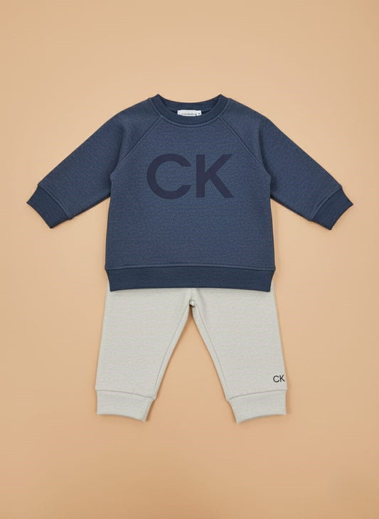 Buy Baby Calvin Klein Navy & Grey CK Logo Sweatshirt & Jogger Set | Gelani Kids Wear