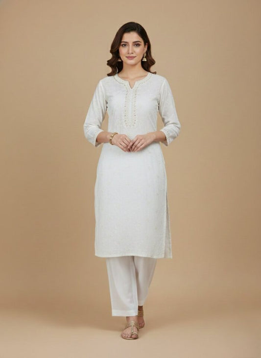 Women’s Classic White Elastic Waist Uniform Pants – Comfortable & Durable