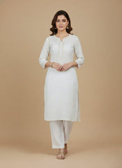 Women’s Classic White Elastic Waist Uniform Pants – Comfortable & Durable