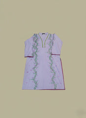 Women’s Hand-Painted Floral Lavender Kurta Sweater – 2-Piece Stitched Set
