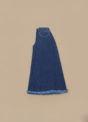 Women’s High-Waisted Wide Leg Denim Jeans with Frayed Hem