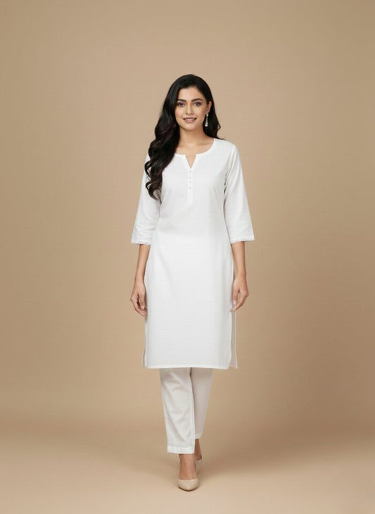 Women’s White Slim-Fit Ankle Pants – Stretch Comfort & Style