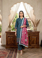 Alkaram Studio Grey & Pink Paisley 3 PC Unstitched Lawn Suit