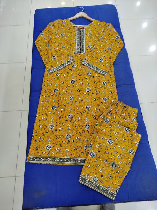 Stitched Yellow Lawn Suit | Gelani Summer Women 2pc