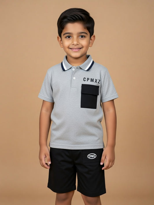 Premium Grey & Black Baby Suit for Boys | Glani Summer