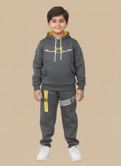 Buy Dynamic Boys Athletic Tracksuit – Grey Hoodie & Joggers with Sporty Logos | Gelani Kids Wear