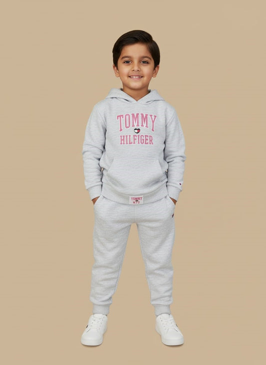 Tommy Hilfiger Boys Grey Tracksuit – Hooded Sweatshirt