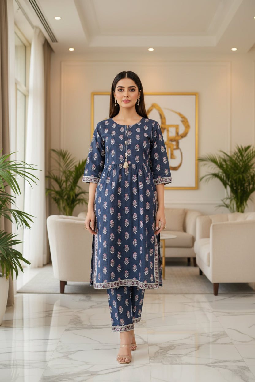 Stitched Black Lawn Suit for Women | Gelani Summer 2pc