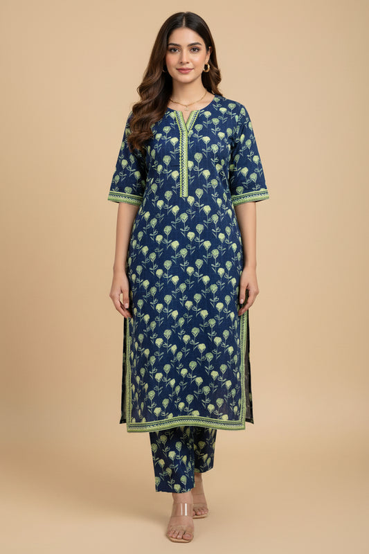 Stitched Navi Blue Lawn Suit | Gelani Summer Women 2pc