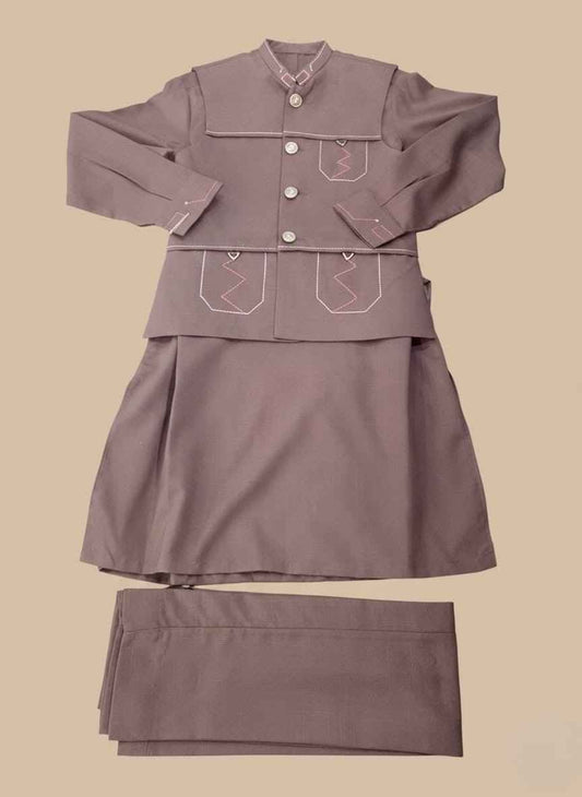 Buy Brown Waistcoat Suit for Boys | Gelani Summer Collection – Stylish 3-Piece Outfit