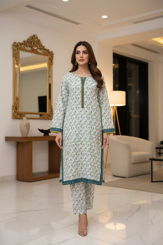 Stitched Pista Lawn Suit | Gelani Summer Women 2pc