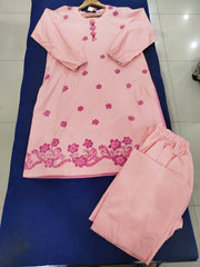 Hand Printed Baby Pink Cotton Suit | Gelani Girls Summer